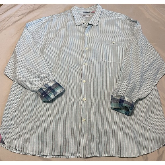Tommy Bahama Other - Tommy‎ Bahama Mens Size XXXL Blue striped  Linen Blend Long Sleeve Shirt